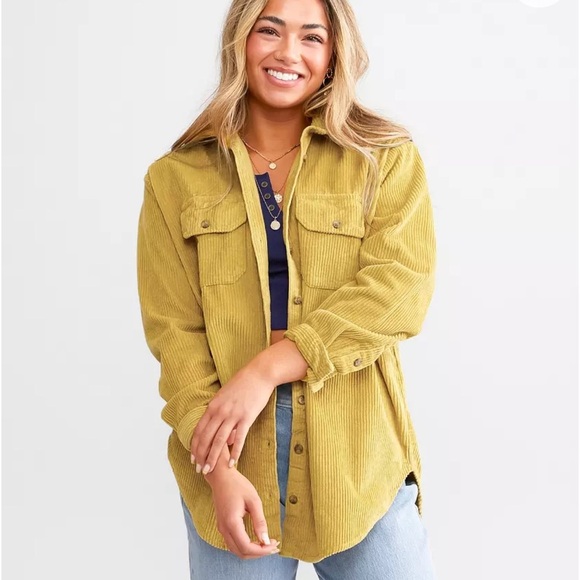 Billabong So Stoked Corduroy Shacket shirt jacket Kiwi oversized womens S cotton - Picture 2 of 11